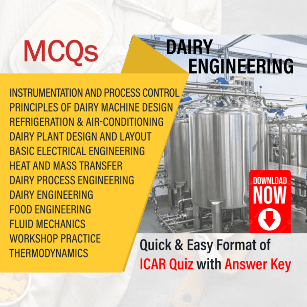 ICAR eCourse Dairy Engineering MCQs